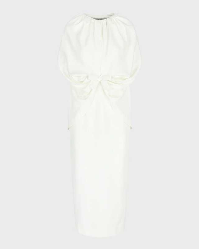 Ruched Waist Long Cape Dress